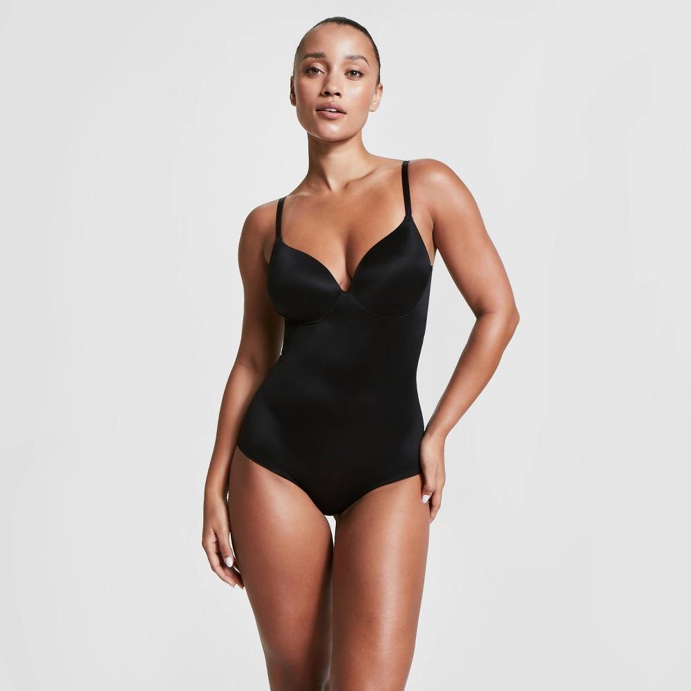 ASSETS by SPANX Womens Flawless Finish Shaping Micro Low Back Cupped Bodysuit Shapewear - Very Black XL Product Image