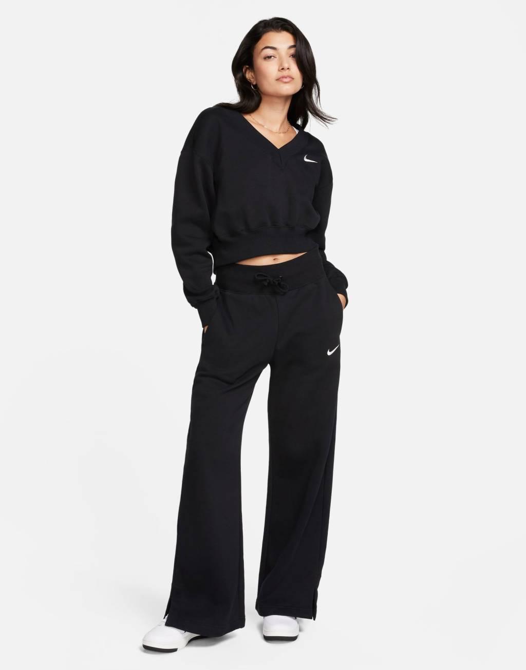 Nike mini swoosh v-neck cropped sweatshirt Product Image