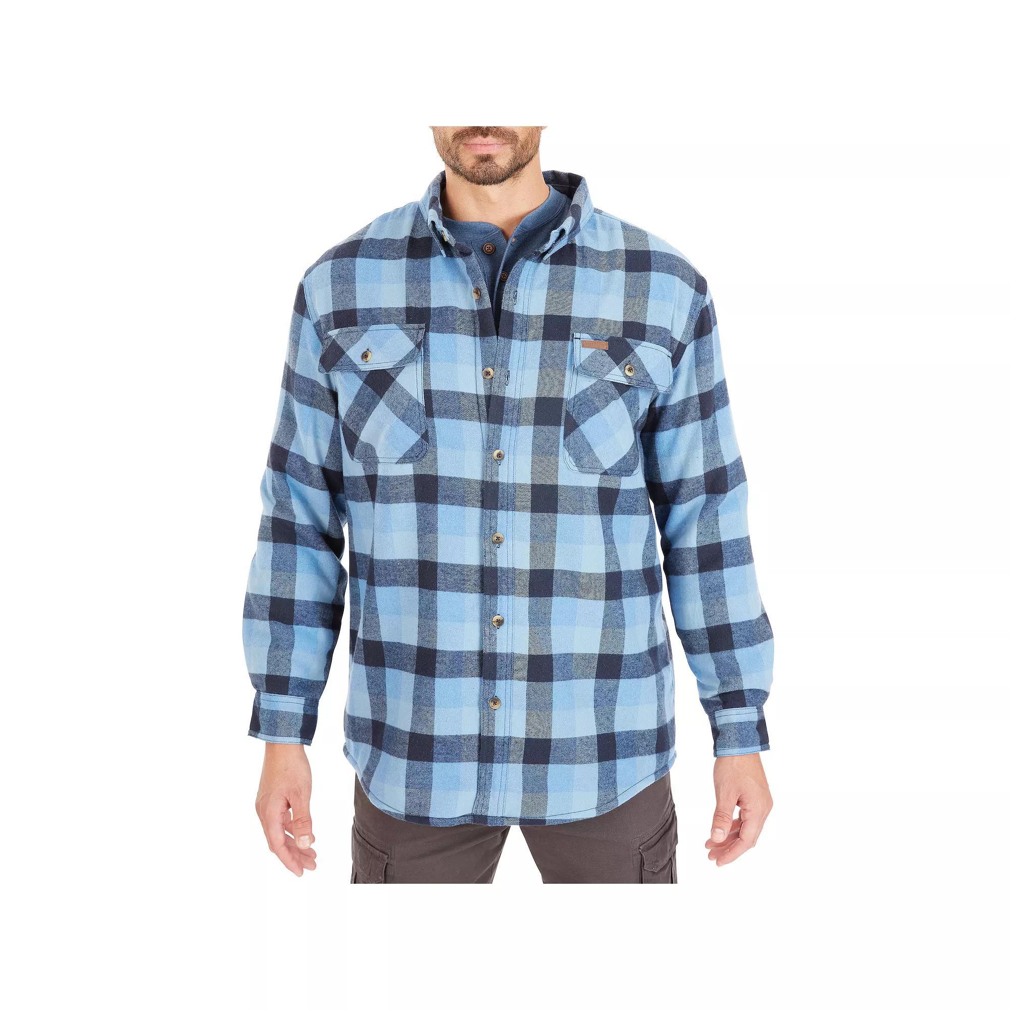 Big & Tall Smith's Workwear Sherpa-Lined Flannel Shirt Jacket, Men's, Size: 3XB, Blue Product Image