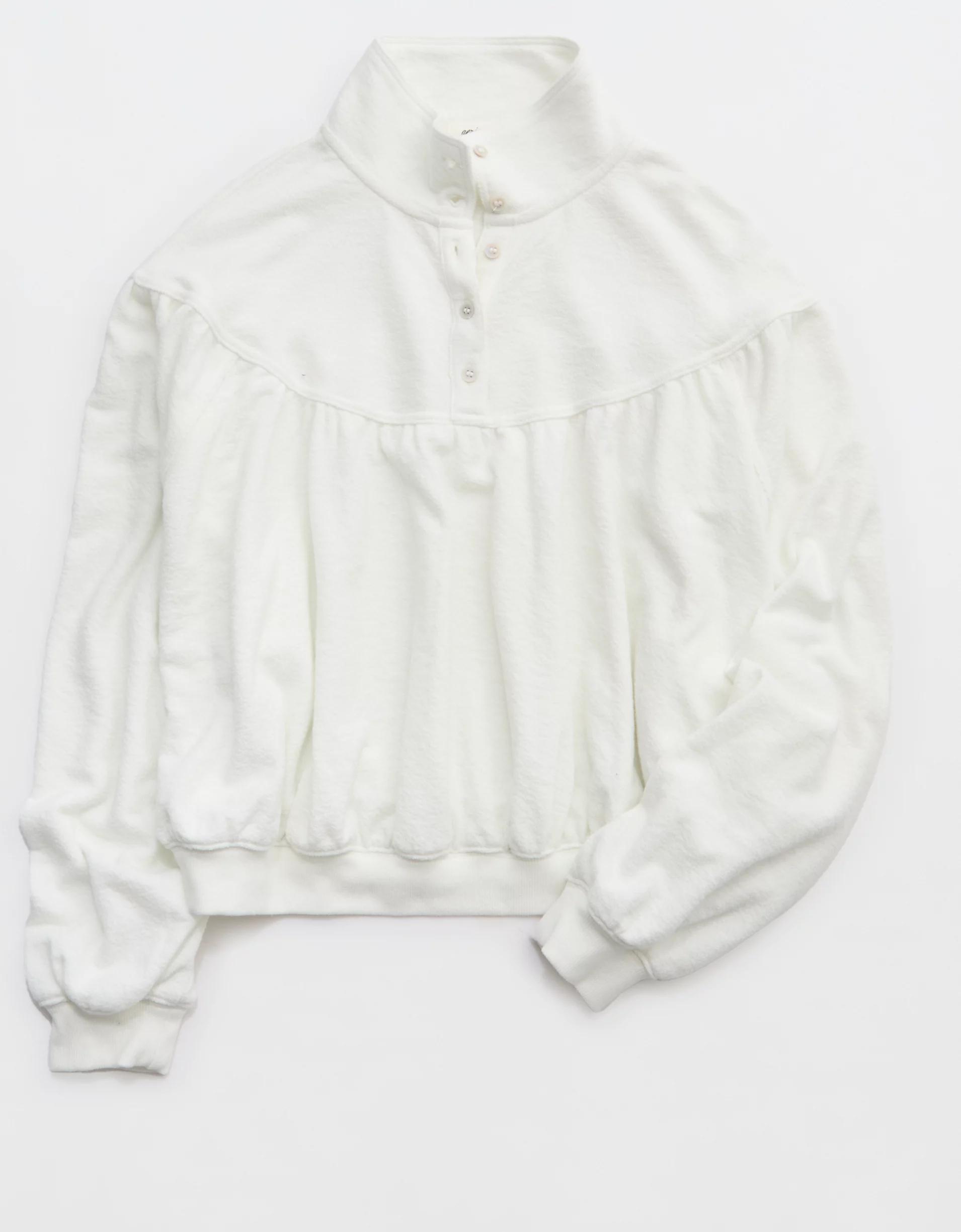 Aerie Soft Life Button Sweatshirt Product Image