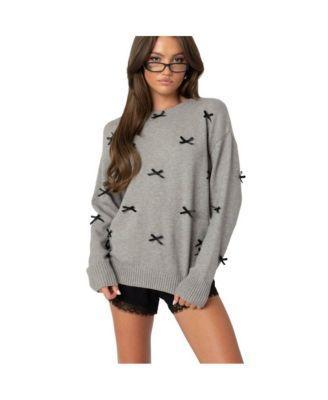 Edikted Womens Satin Bow Oversized Sweater Product Image