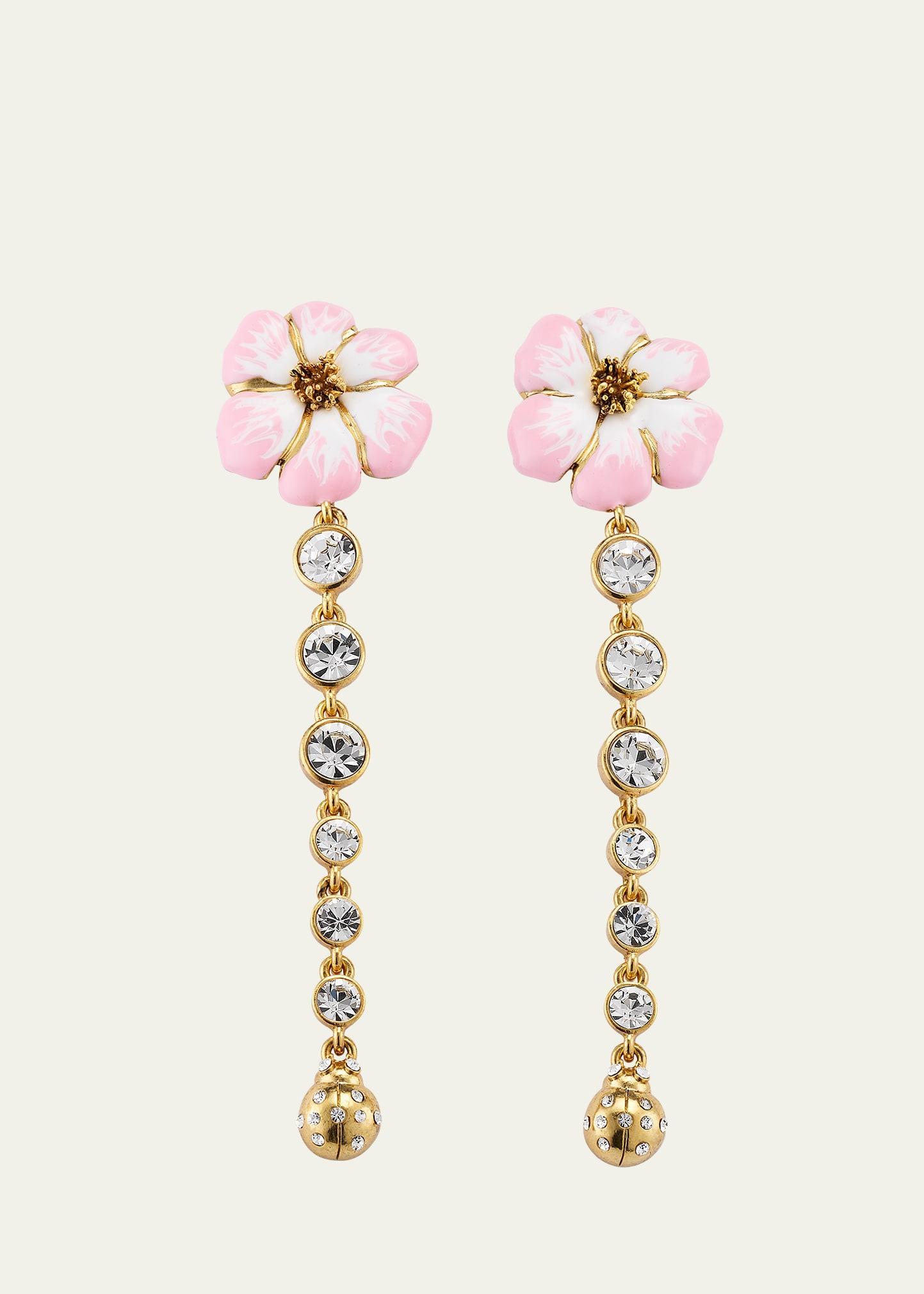 Enamel Flower Strand Earrings Product Image