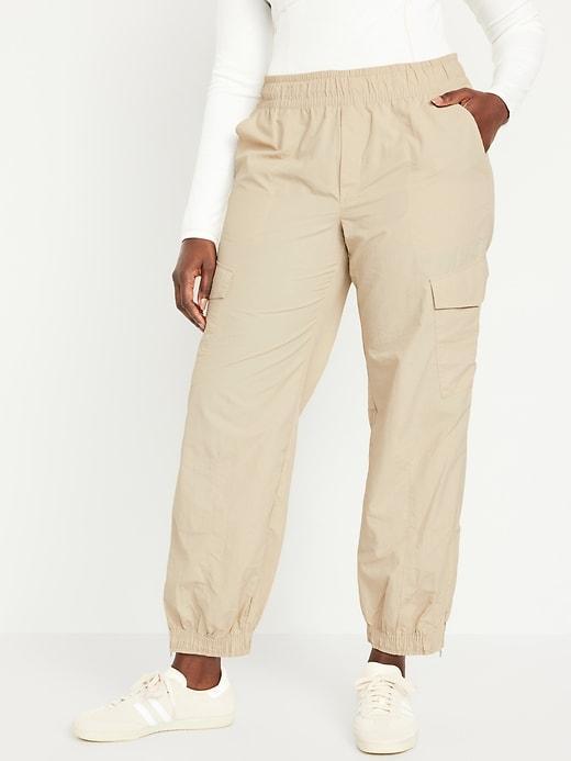 High-Waisted Ankle-Zip Cargo Joggers Product Image