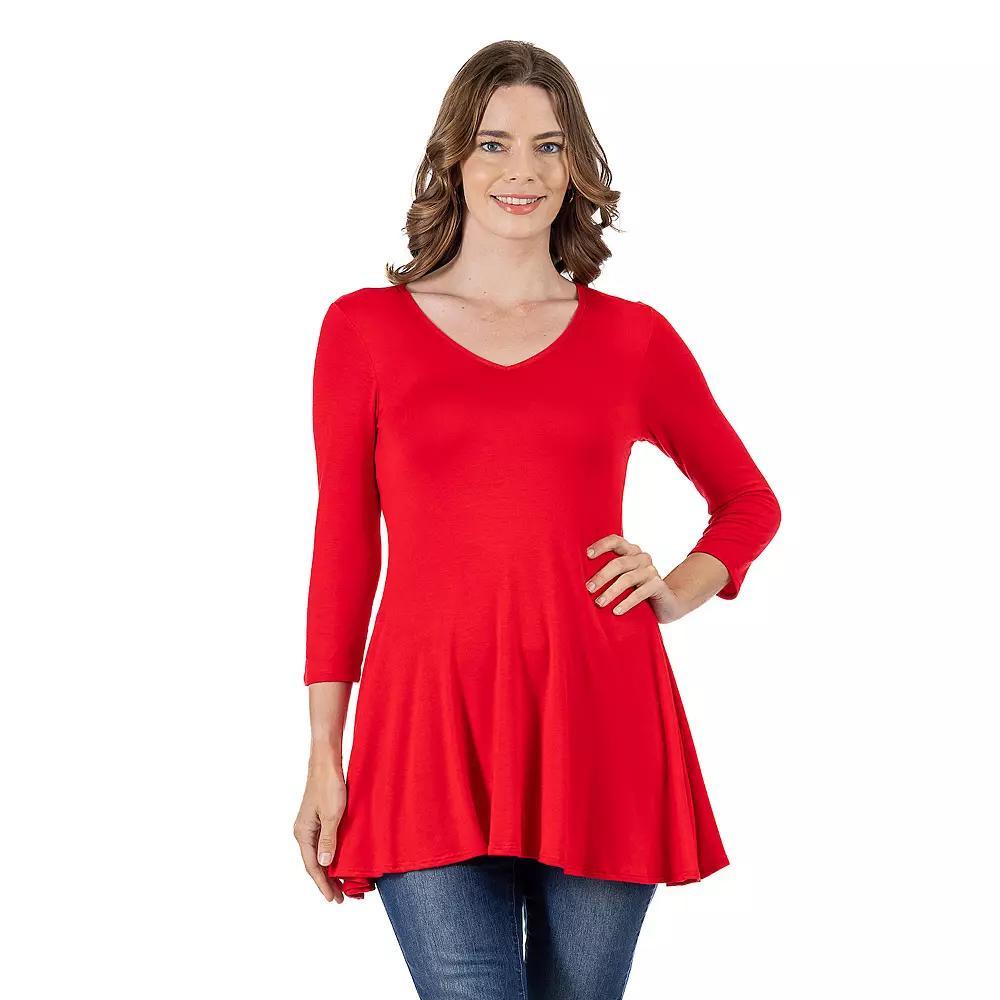 Women's 24Seven Comfort Apparel V Neck Tunic Top, Size: XL, Penny Product Image