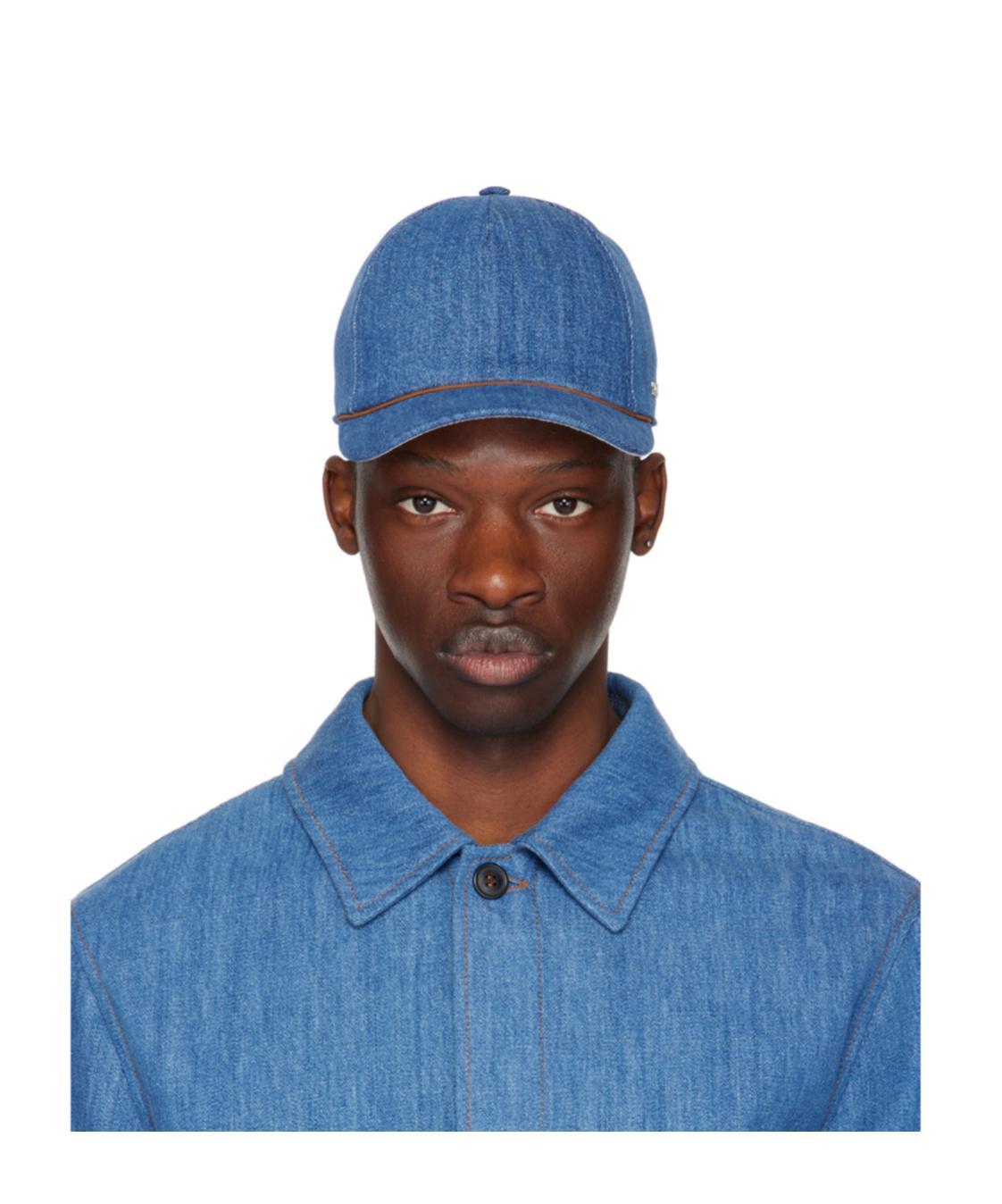 ZEGNA Baseball Hat With Curved Brim In Blue Product Image