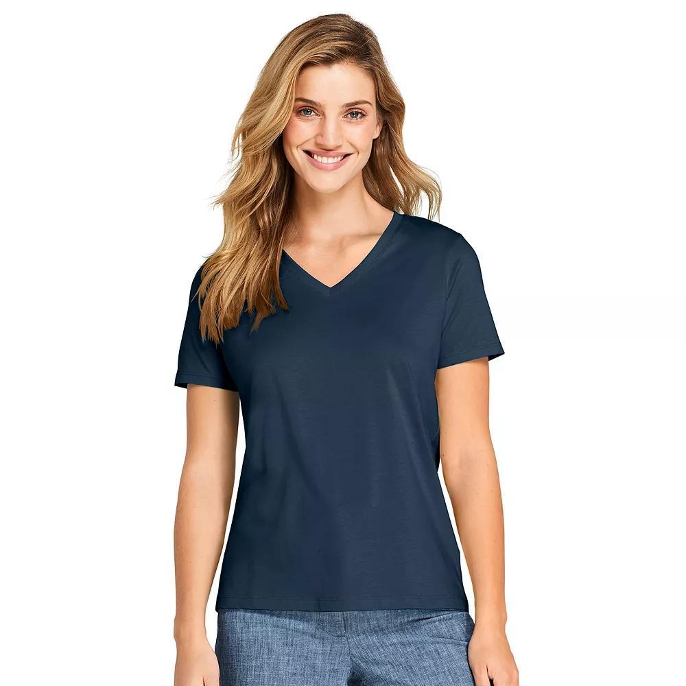Petite Lands' End Relaxed-Fit Supima Cotton V-Neck Tee, Women's,  Product Image