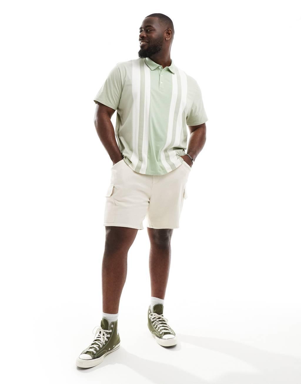 ASOS DESIGN polo in green and white stripe Product Image