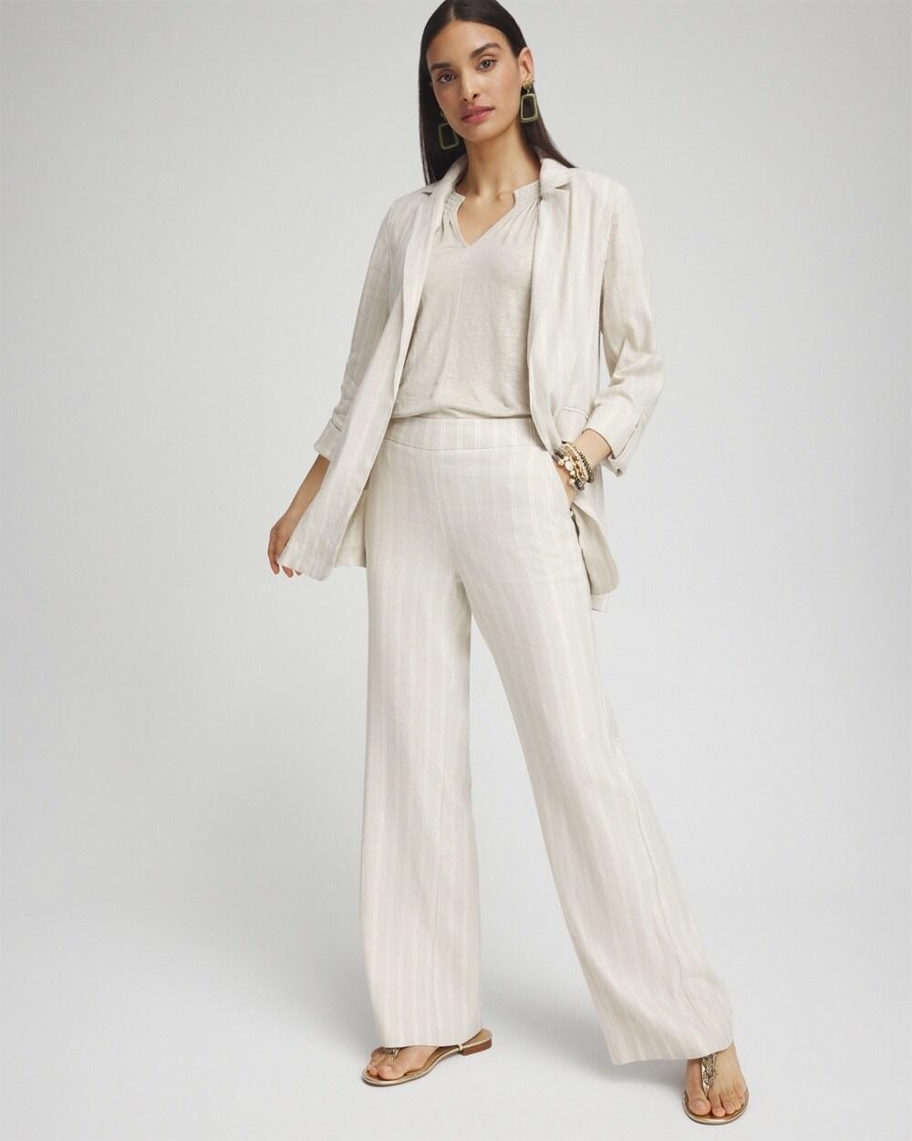 Linen Blend Stretch Stripe Blazer Product Image