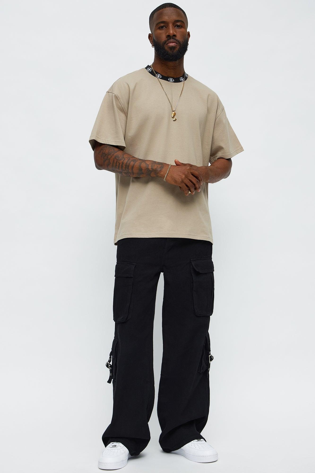 Short Sleeve Cross Collar Graphic - Stone Male Product Image