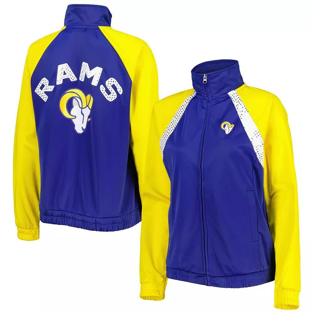 Women's G-III 4Her by Carl Banks Royal/Gold Los Angeles Rams Confetti Raglan Full-Zip Track Jacket, Size: 2XL, Blue Product Image
