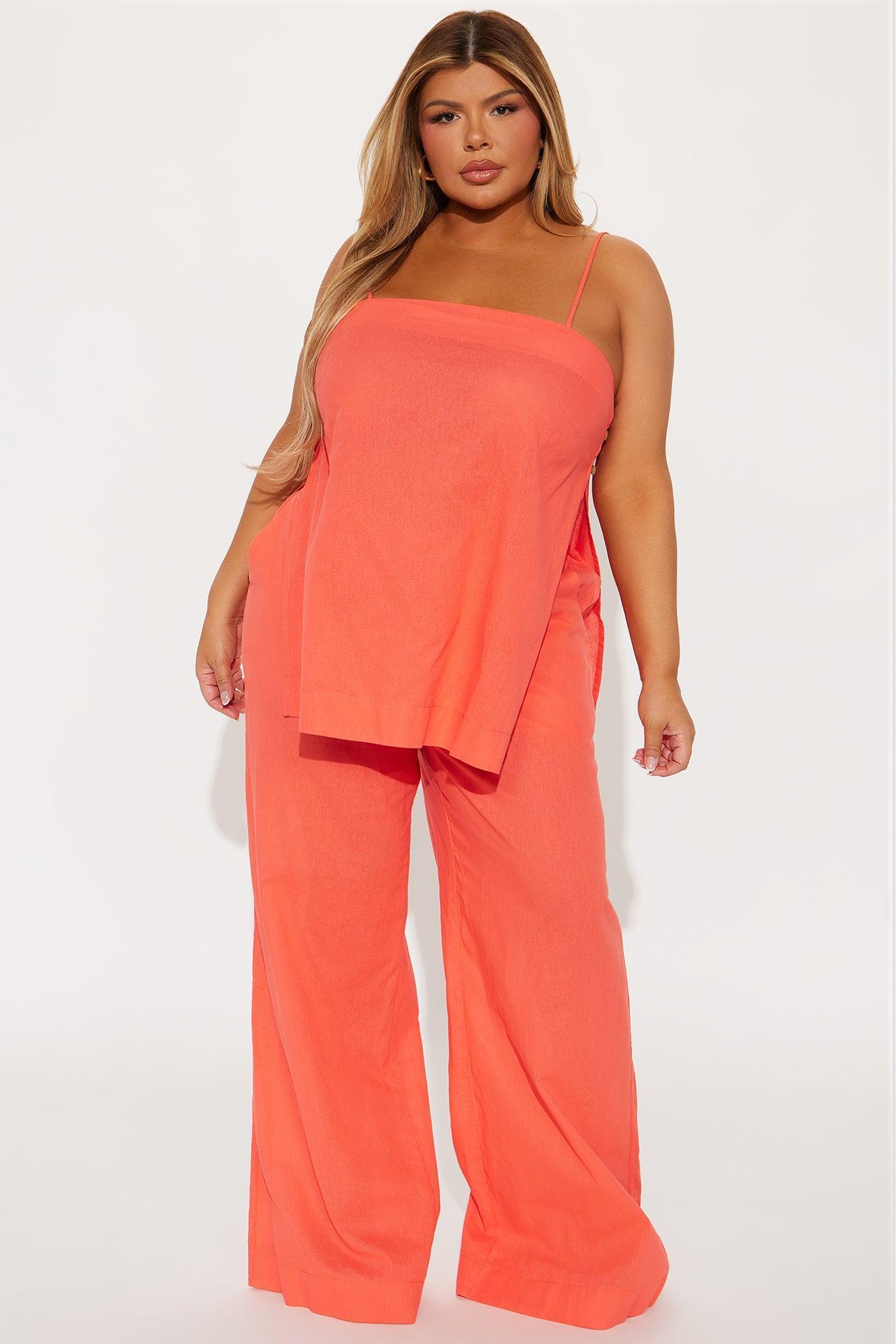 Kate Linen Pant Set - Coral Product Image