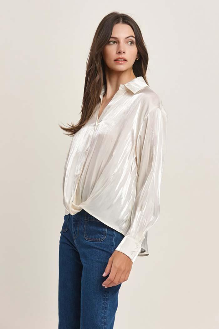 Twisted Hem Satin Blouse Product Image