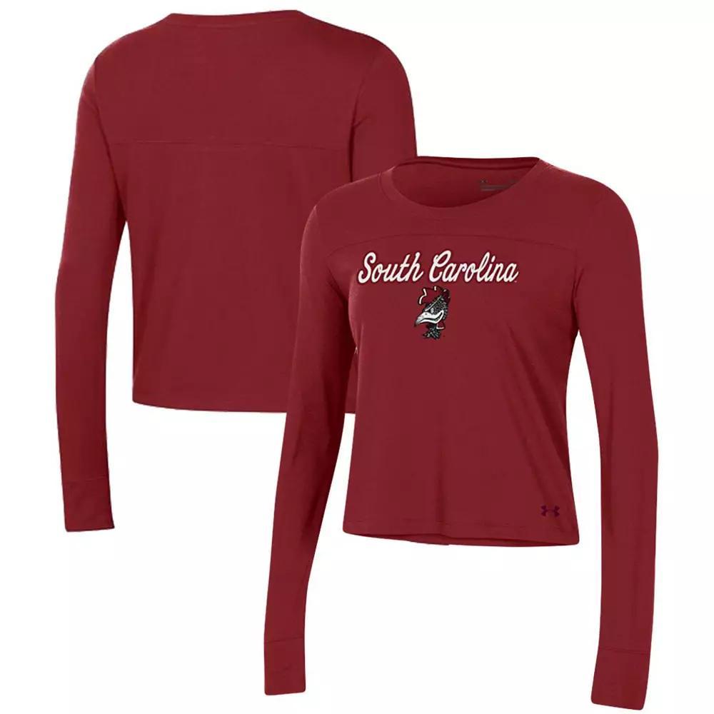 Women's Under Armour Cardinal South Carolina Gamecocks Vault Cropped Long Sleeve T-Shirt,  Product Image