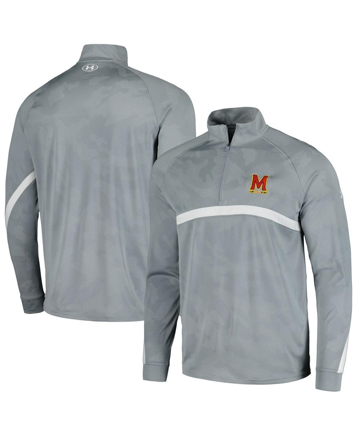 Mens Under Armour Steel Maryland Terrapins Game Day Camo Raglan Quarter-Zip Top Product Image