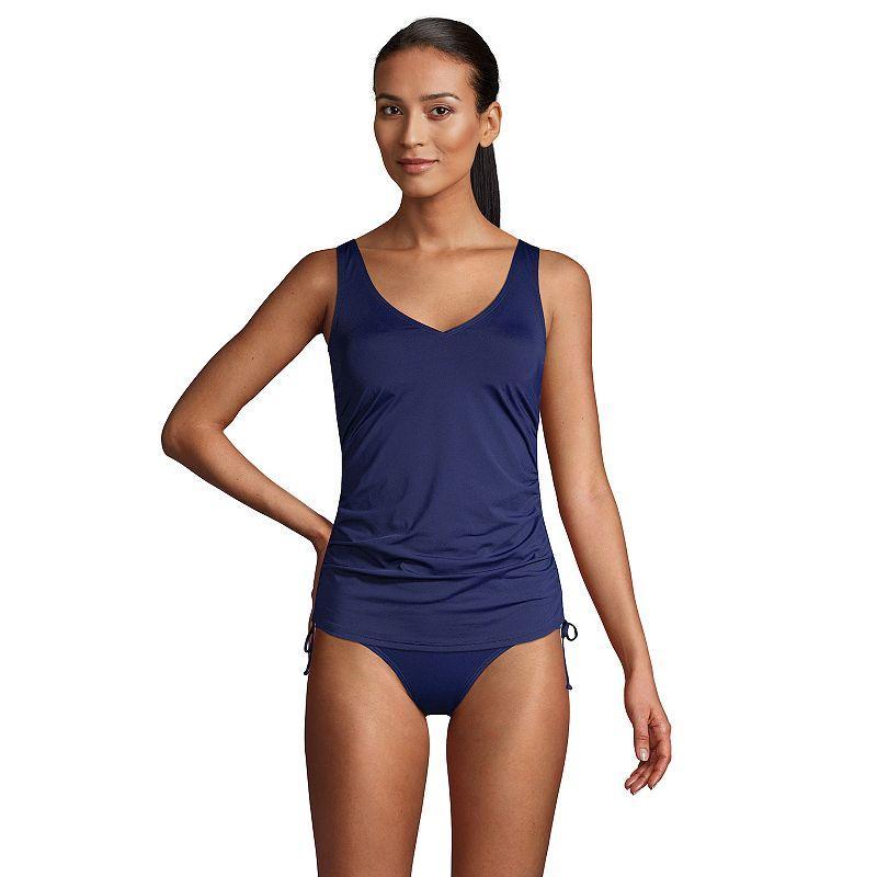 Womens Lands End Ruched-Sides V-Neck UPF 50 Tankini Swimsuit Top Product Image