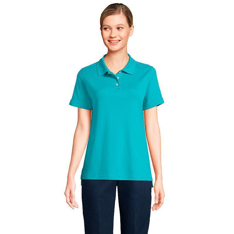 Women's Lands' End School Uniform Classic Short Sleeve Interlock Polo Top, Size: Small, Classic Blue Product Image