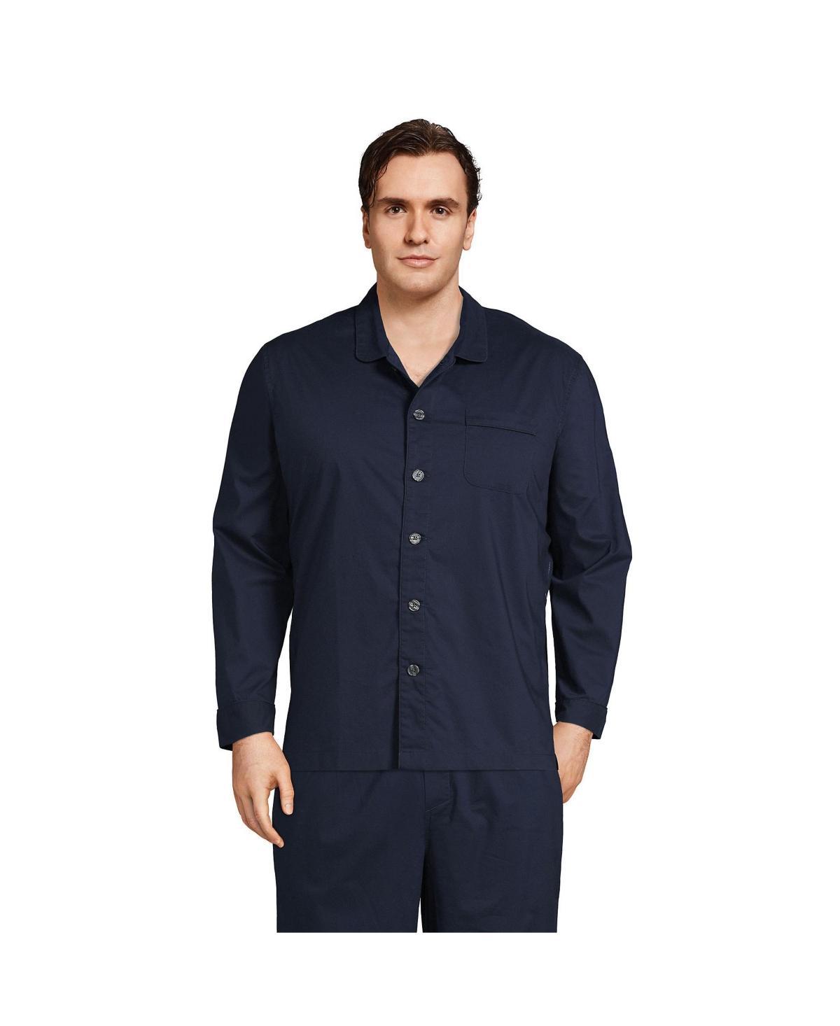 Big & Tall Lands End Broadcloth Pajama Sleep Shirt, Mens Radiant Blue Product Image