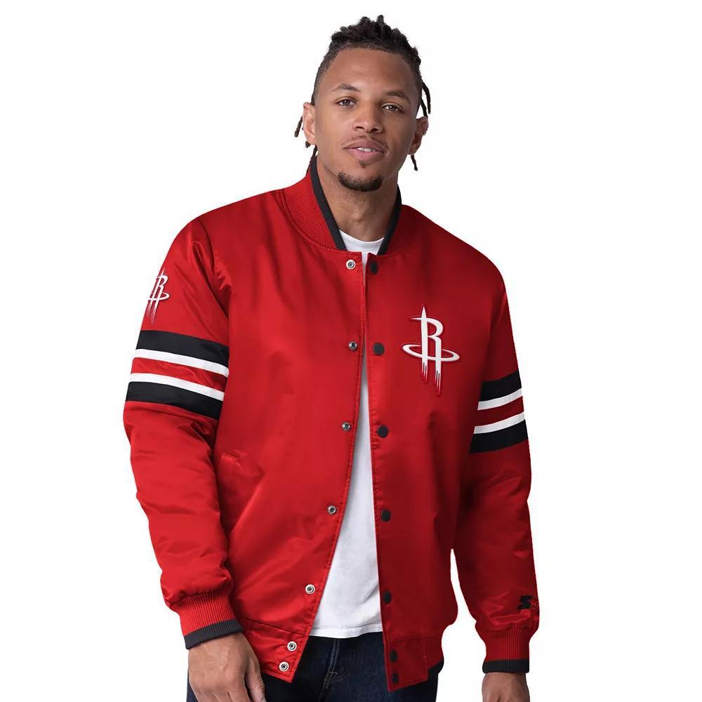Men's Starter Red Houston Rockets Scout Varsity Satin Full-Snap Jacket,  Product Image