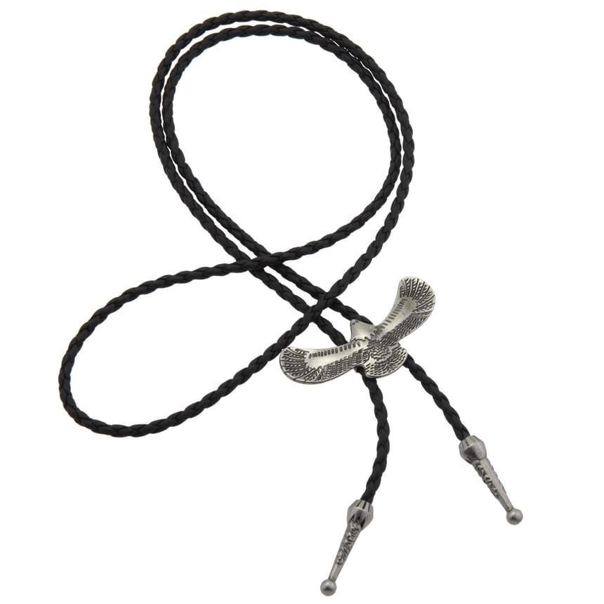 Faux Leather Woven Lariat Necklace Product Image