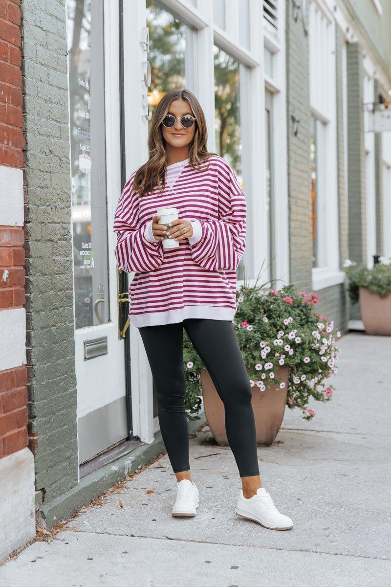 Free People Cherry Combo Classic Striped Sweater Product Image