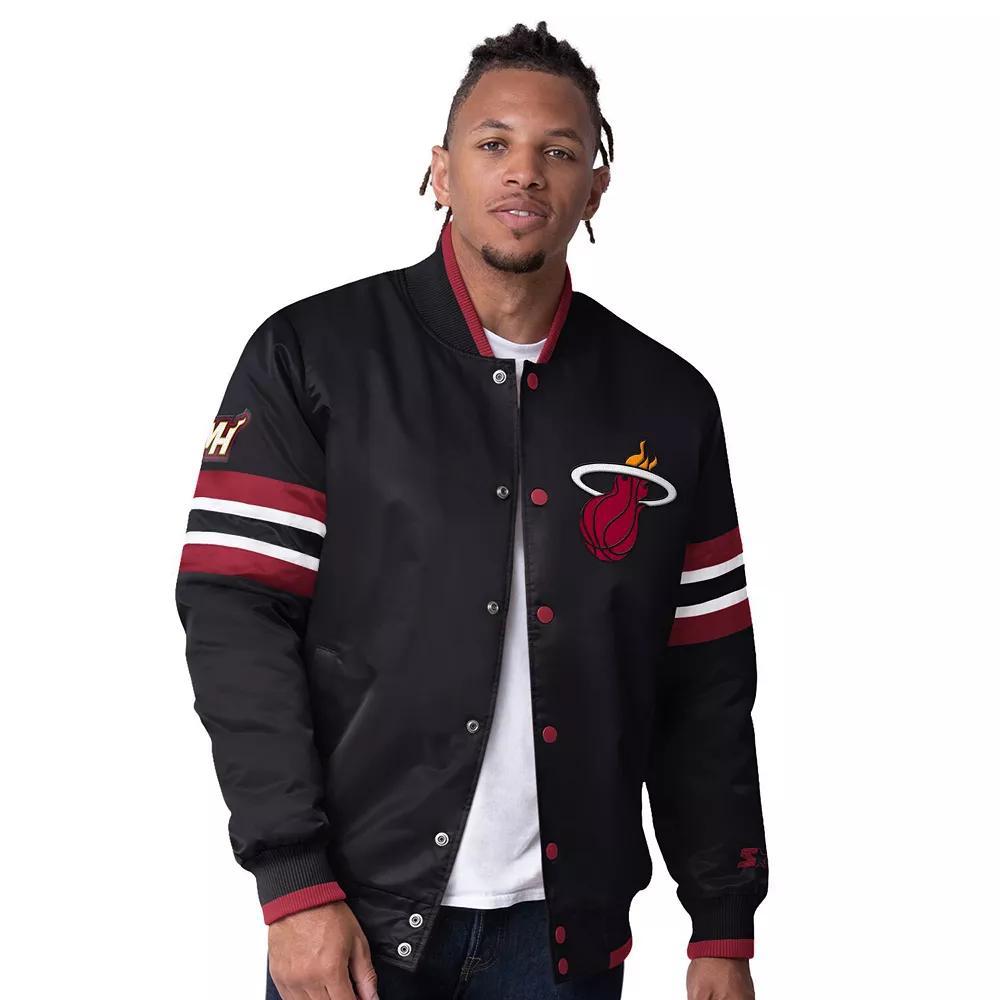 Men's Starter Navy New Orleans Pelicans Scout Varsity Satin Full-Snap Jacket,  Product Image