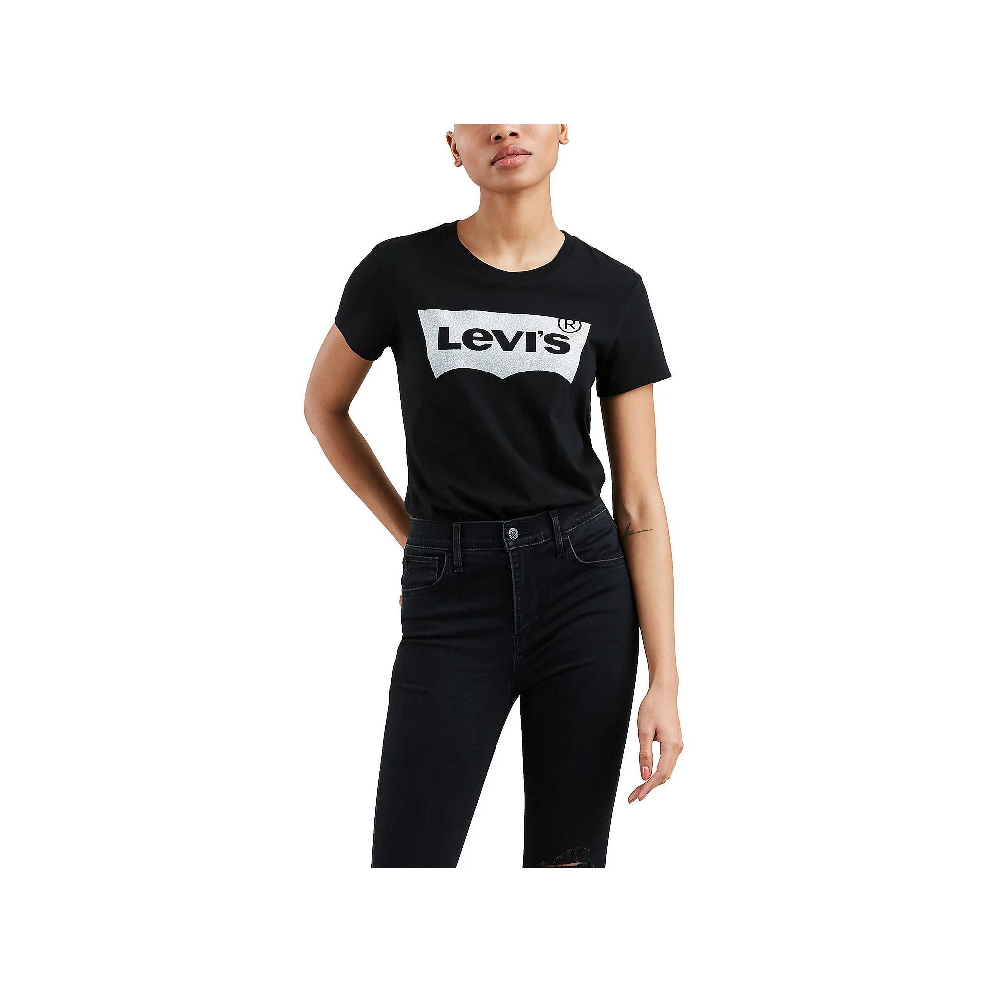 Women's Levi's® Perfect T-Shirt, Size: Large, Black Glitter Batwing Product Image
