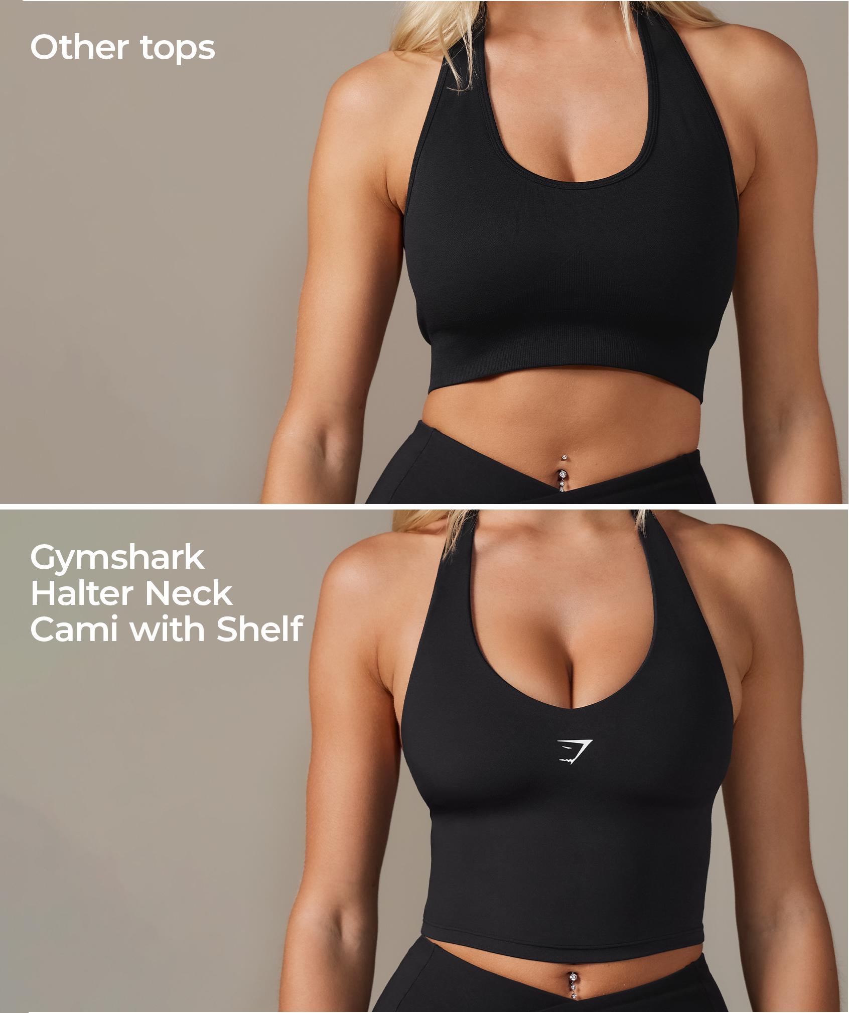 Gymshark Halter Neck Cami with Shelf - Black Female Product Image