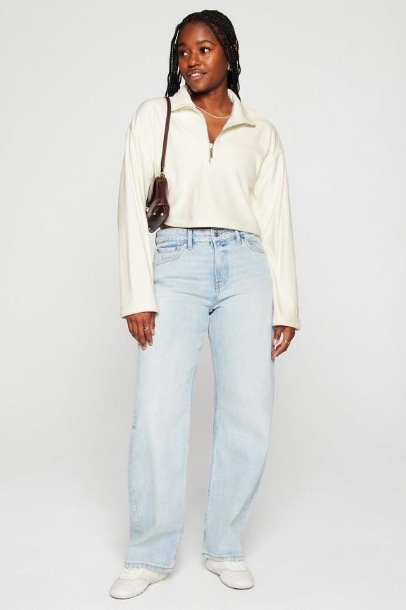 Plush Rib Half Zip Sweatshirt Product Image