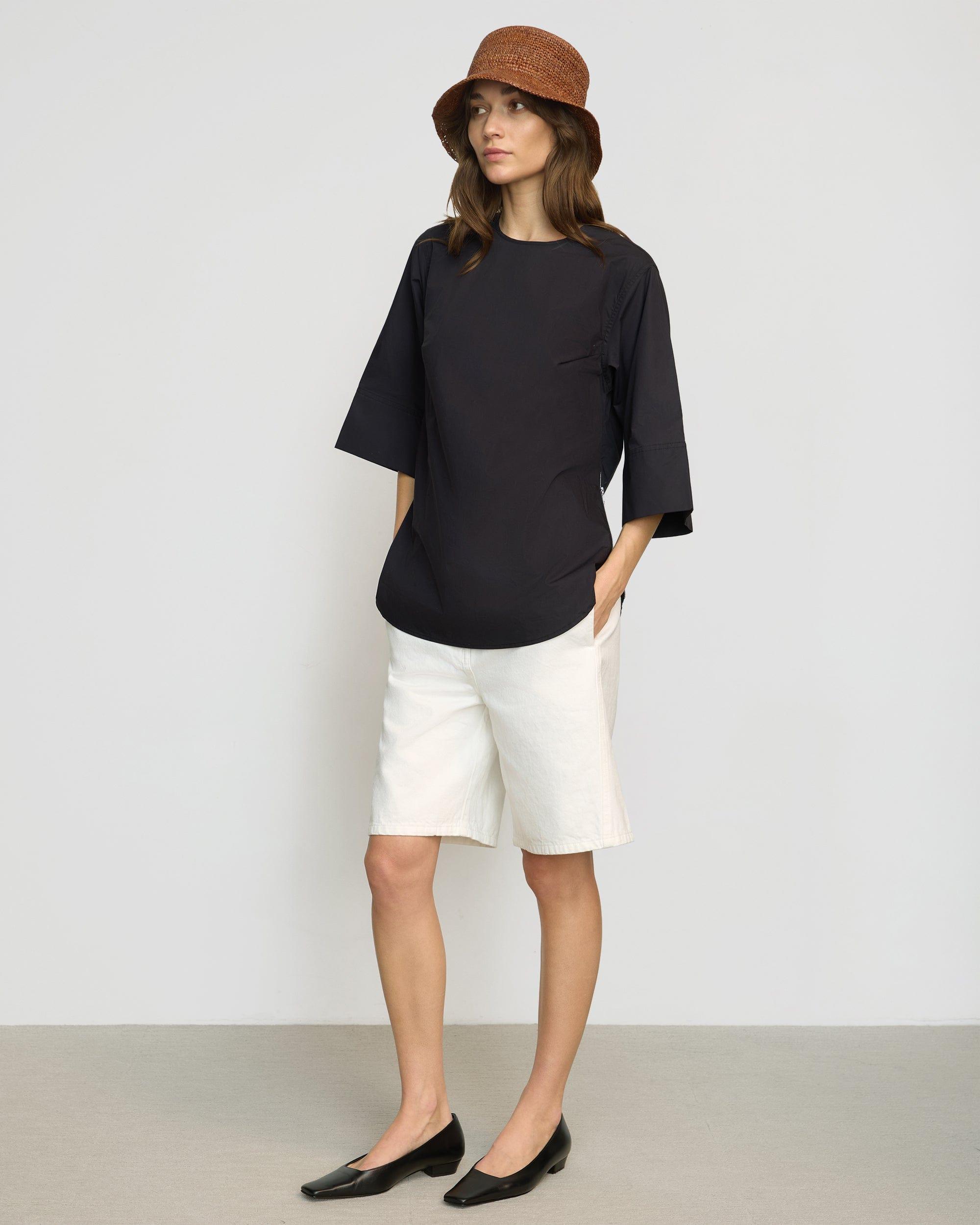 Catie Side-Zip Oversized Tulip-Hem Top Product Image