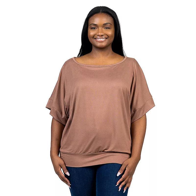 Plus Size 24Seven Comfort Apparel Short Sleeve Dolman Top, Womens Product Image