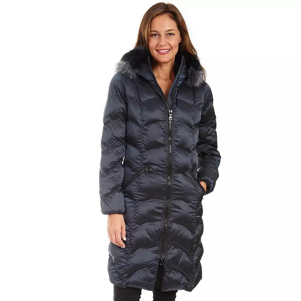 Women's Fleet Street Long Faux Down Coat with Faux Fur Trimmed Hood,  Product Image
