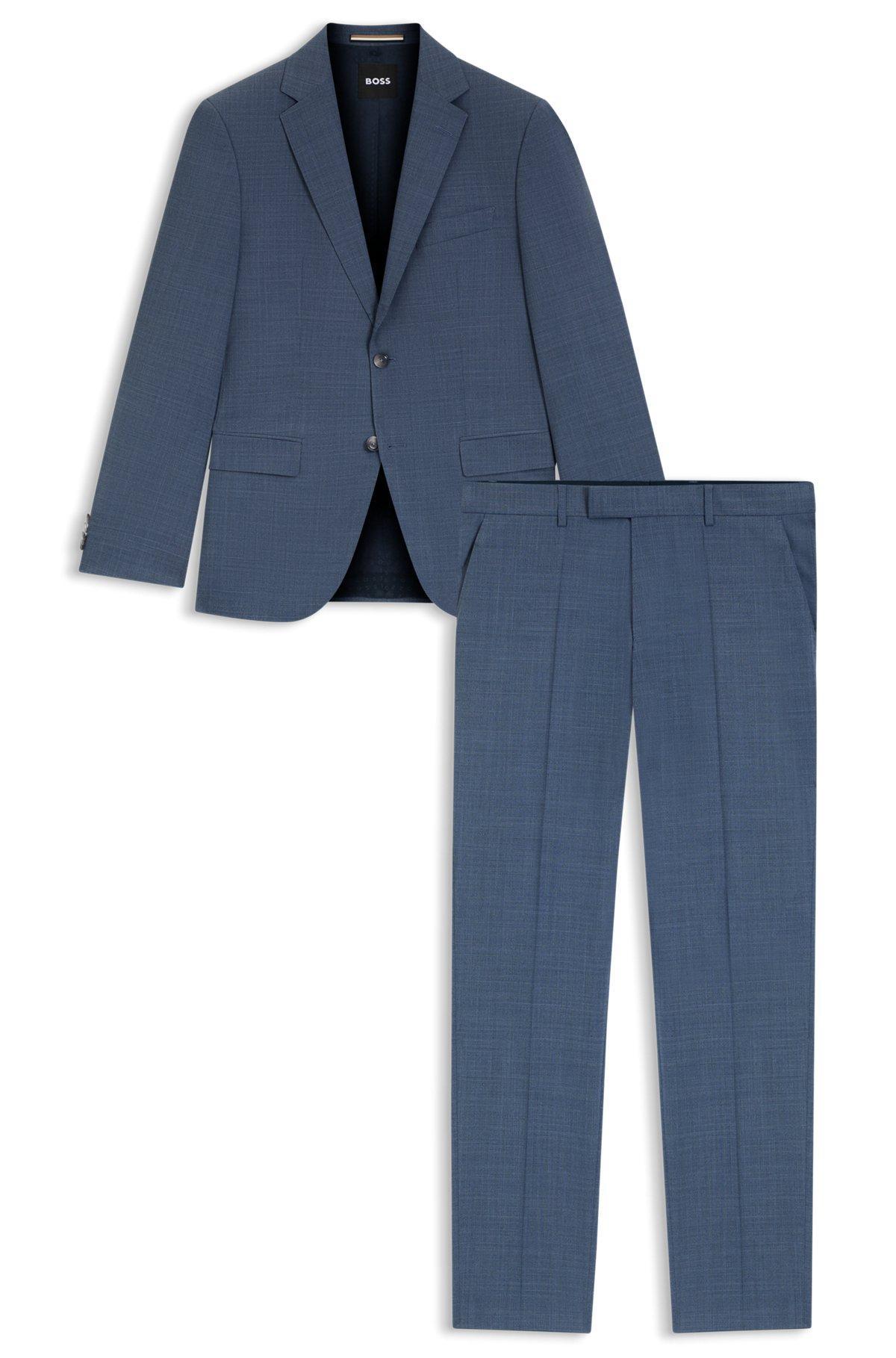 Regular-fit suit in patterned stretch cloth Product Image