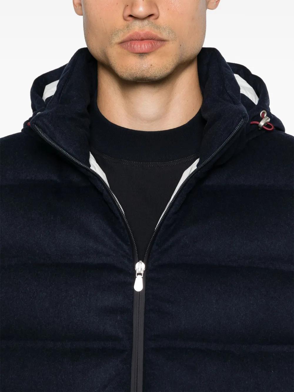 BRUNELLO CUCINELLI Sleeveless Down Jacket In Membraned Taffeta With Heat Tapes And Detachable Hood In Black Product Image