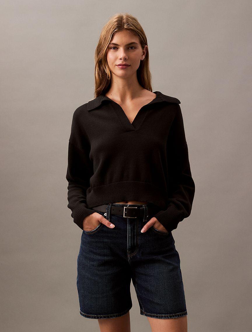 Smooth Cotton Polo Sweater Product Image