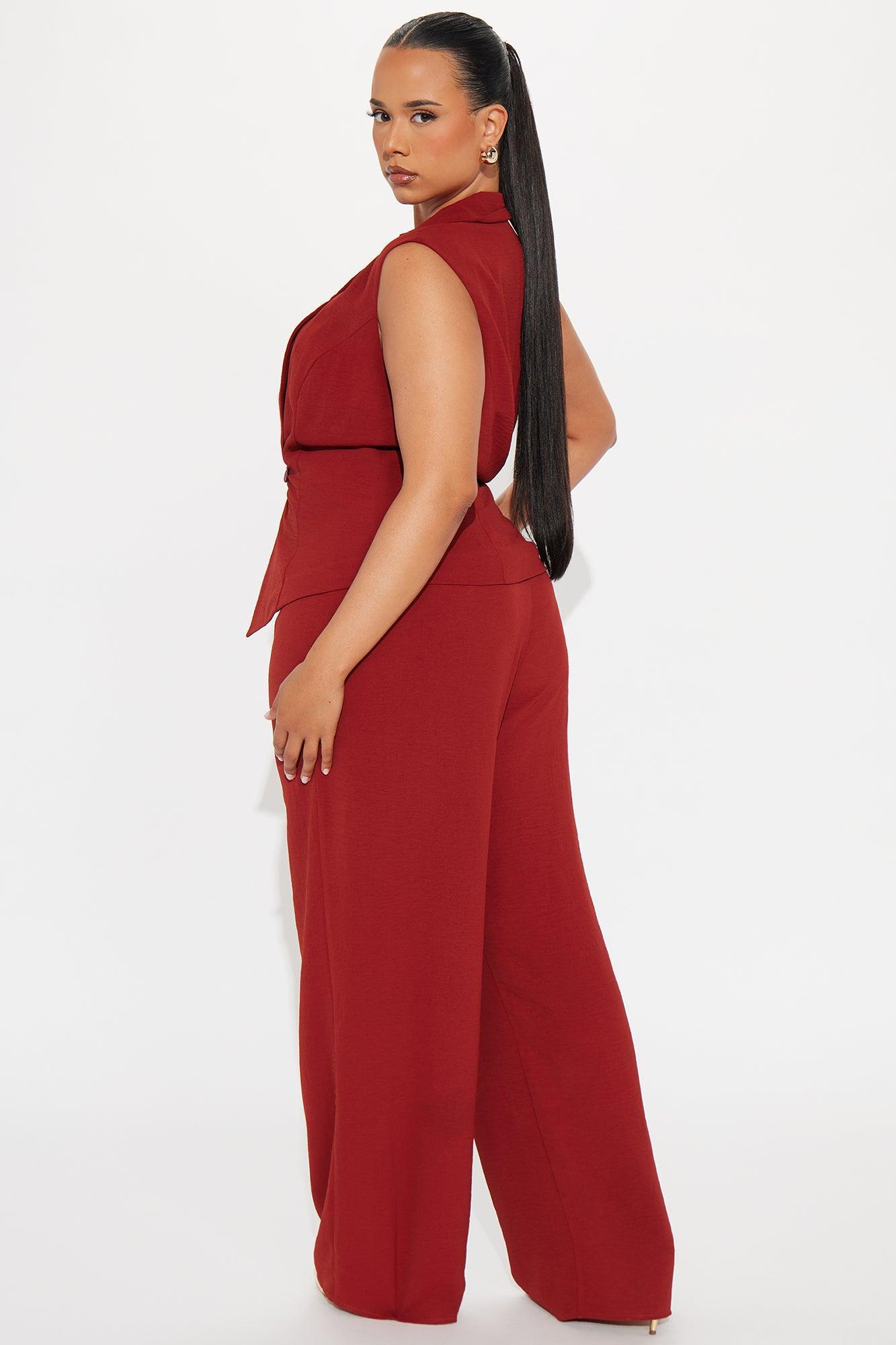 McKenna Vest and Straight Leg Pant Set - Rust Female Product Image