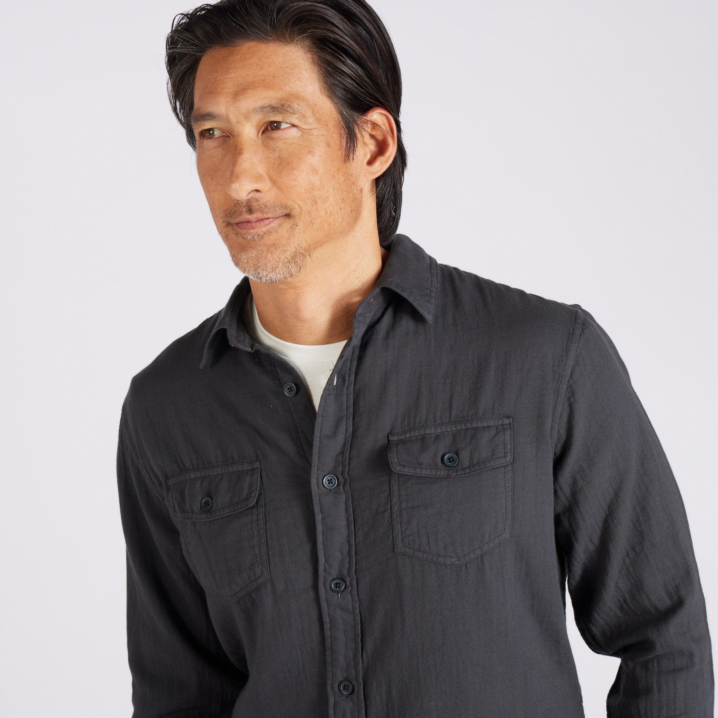 Brando Lightweight Double Cloth Shirt - Washed Black Product Image