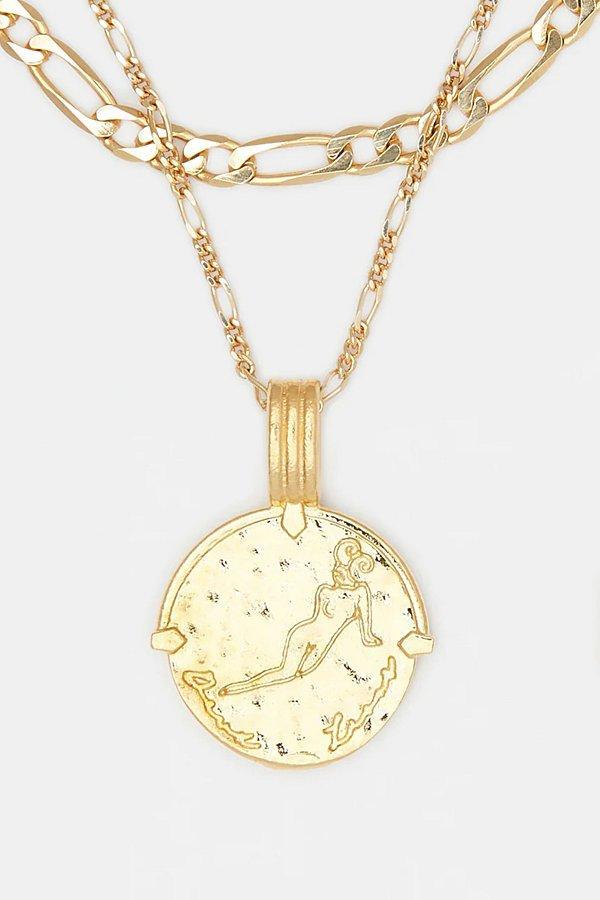 Deux Lions Jewelry Gold Sicilian Zodiac Layered Necklace Womens at Urban Outfitters Product Image