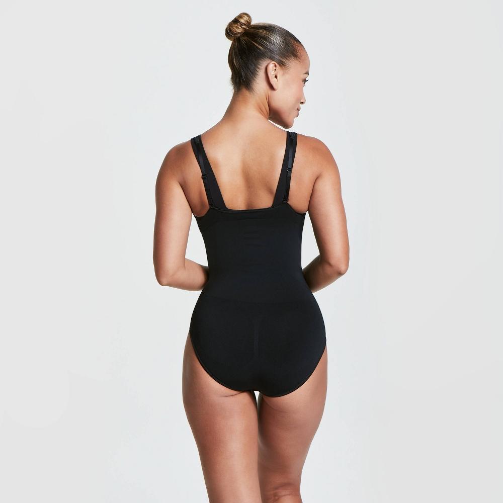 ASSETS by SPANX Womens Remarkable Results Open-Bust Brief Bodysuit - Black XL Product Image