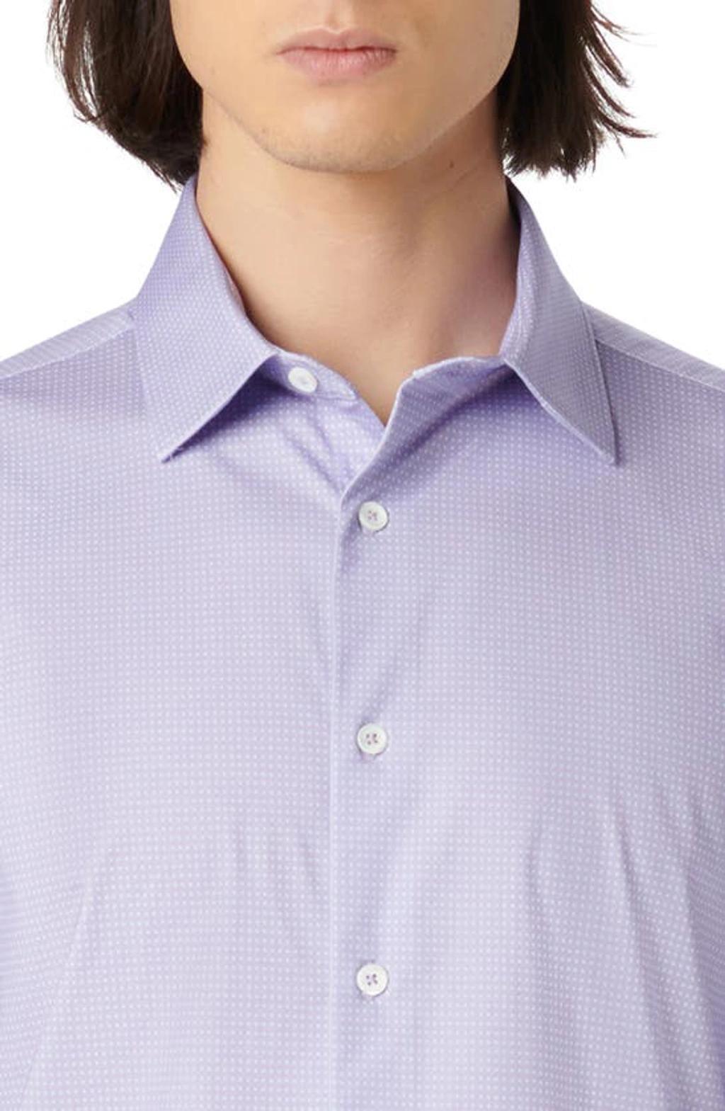 BUGATCHI James Ooohcotton® Pin Dot Print Button-up Shirt In Lilac Product Image