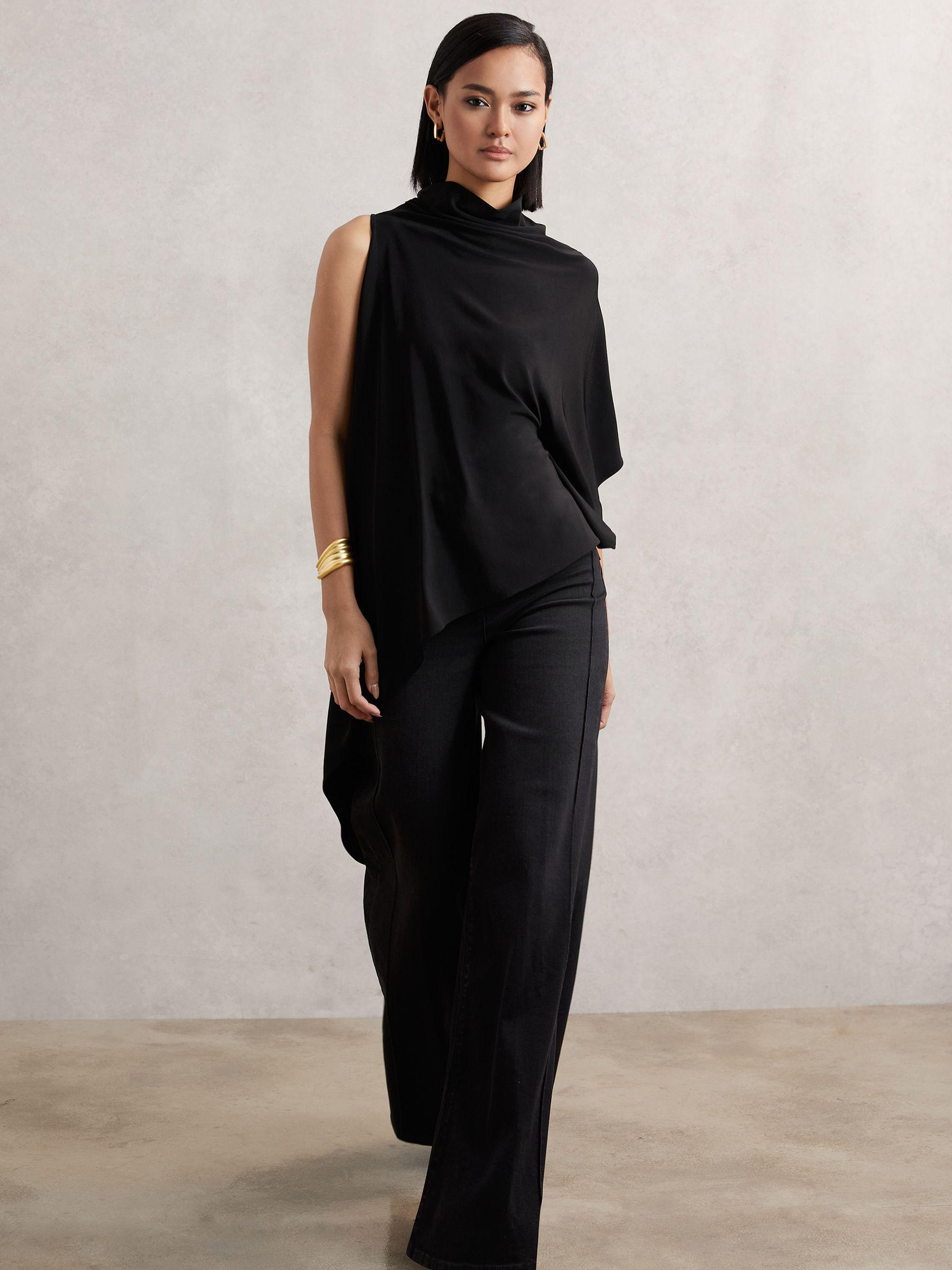 Cape Detail Top in Black Product Image