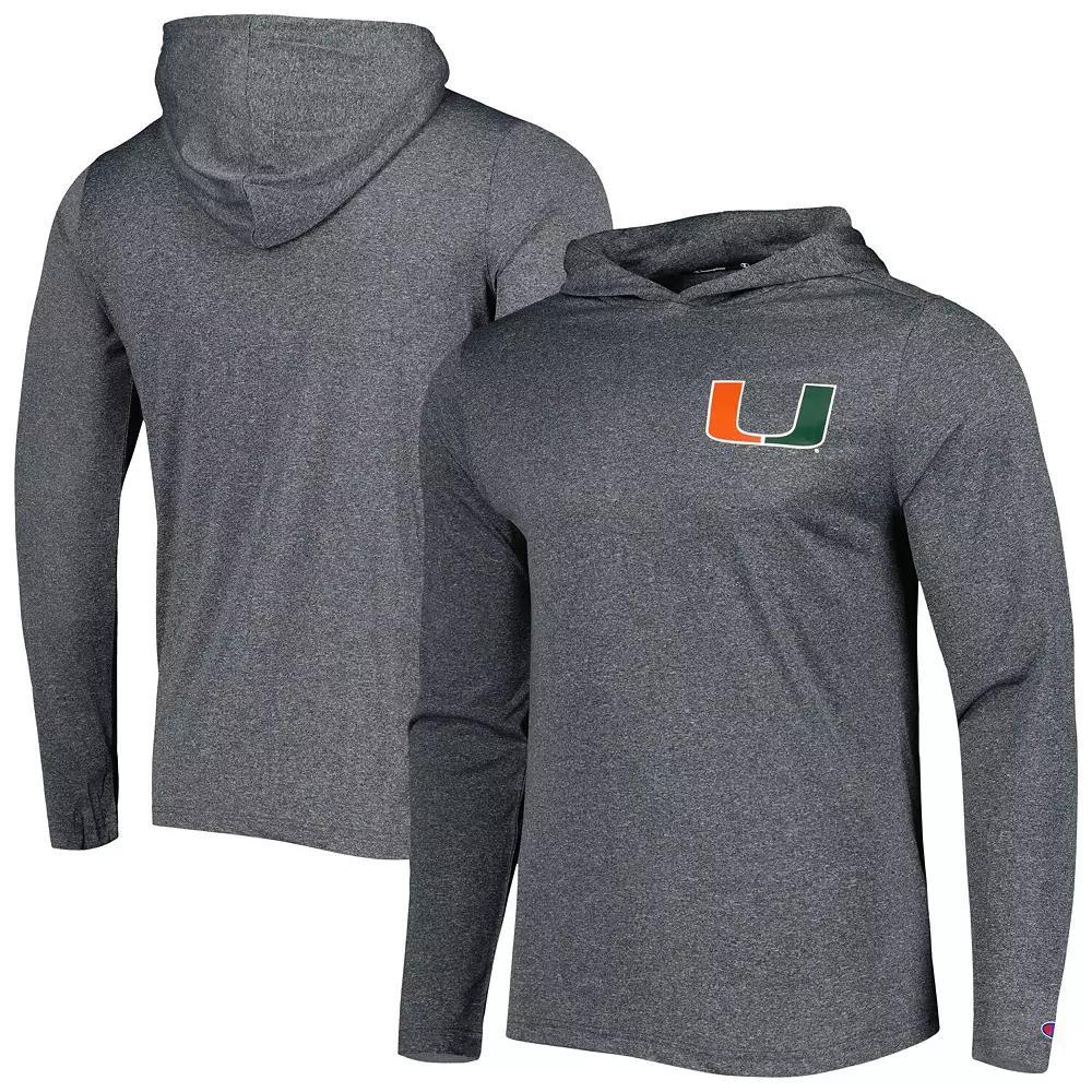 Men's Champion Gray Miami Hurricanes Hoodie Long Sleeve T-Shirt, Size: Small, Grey Product Image