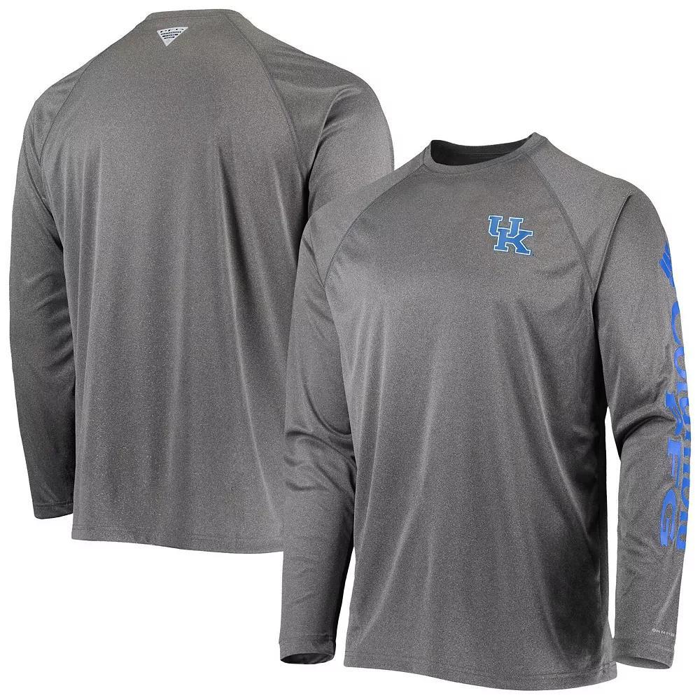 Men's Columbia Heather Charcoal Kentucky Wildcats Terminal Tackle Omni-Shade Raglan Long Sleeve T-Shirt,  Product Image