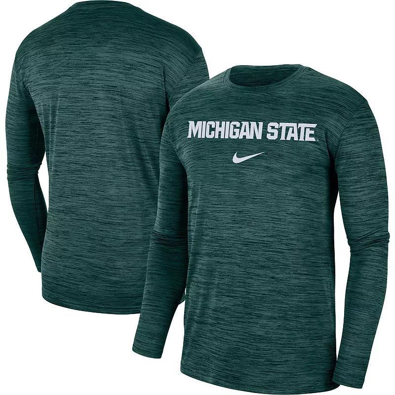 Men's Nike Green Michigan State Spartans Team Velocity Performance Long Sleeve T-Shirt,  Product Image