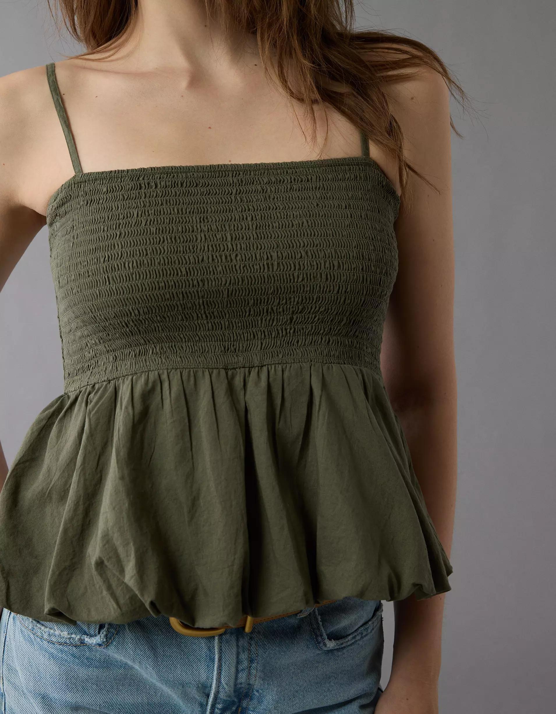 AE Smocked Bubble Tank Top Product Image