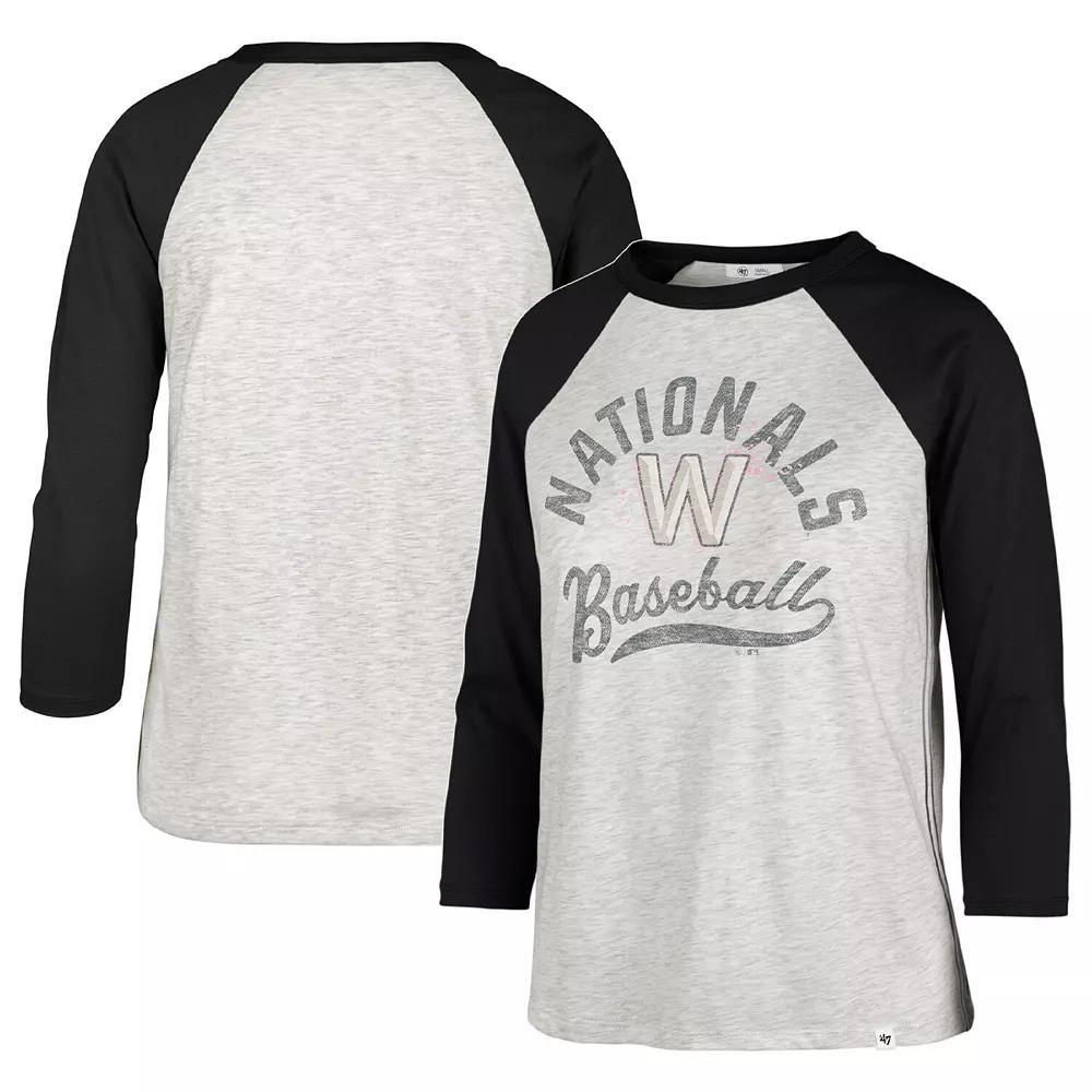 Women's '47 Gray Washington Nationals City Connect Retro Daze Ava Raglan 3/4-Sleeve T-Shirt, Size: Medium, Grey Product Image
