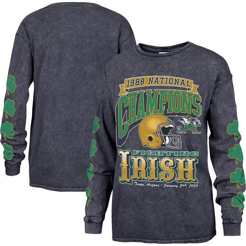 Womens 47 Notre Dame Fighting Irish Vintage Tubular Boyfriend Long Sleeve T-Shirt Blue Product Image