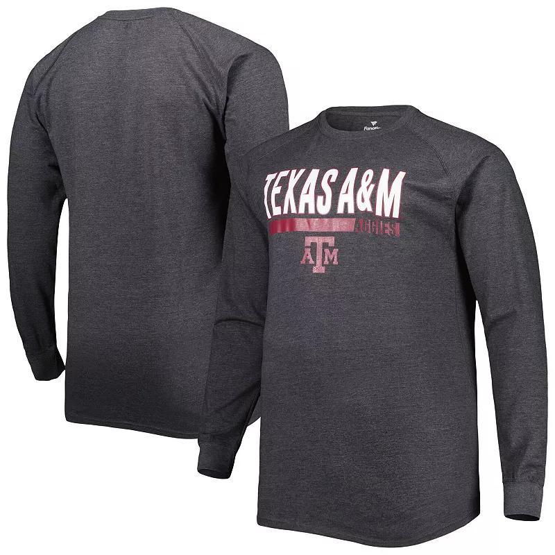 Mens Heather Gray Texas A&M Aggies Big & Tall Two-Hit Long Sleeve T-Shirt Product Image