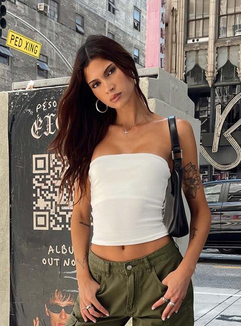 Baseline Strapless Rib Top White Product Image