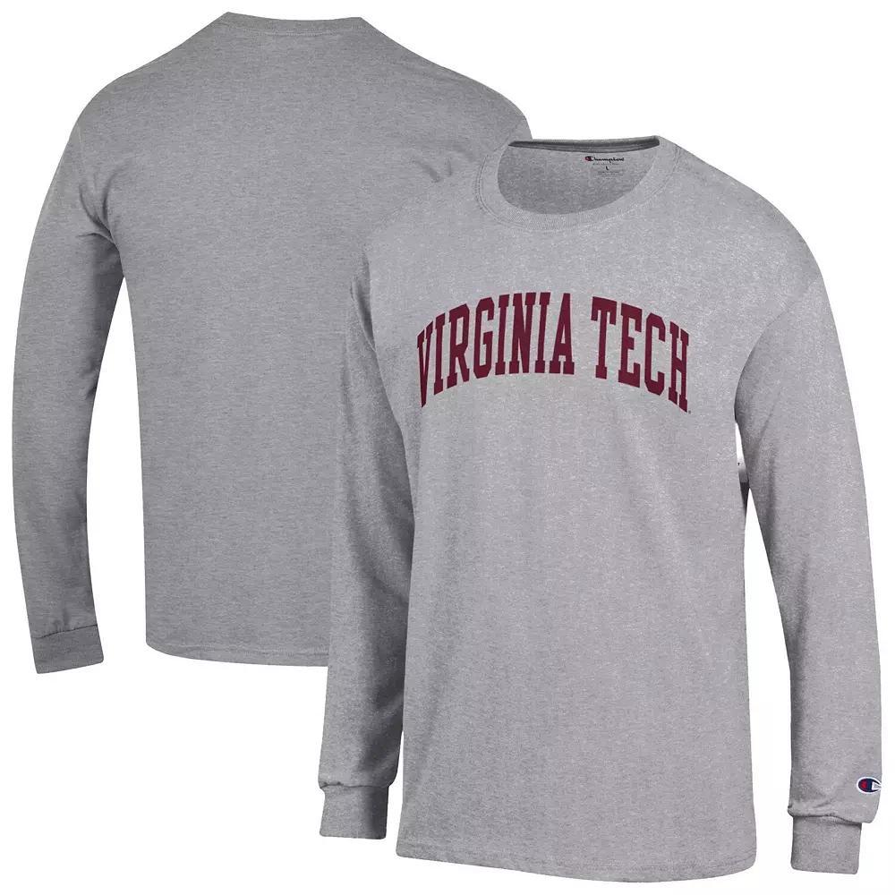 Men's Champion  Heather Gray Wisconsin Badgers Basic Arch Long Sleeve T-Shirt, Size: Small, Grey Product Image