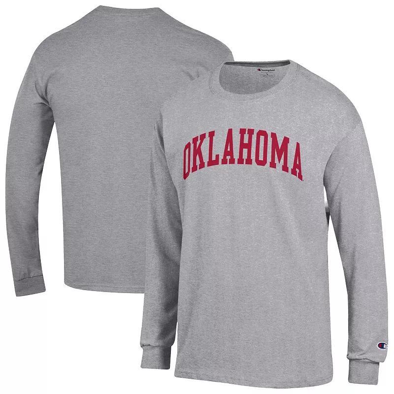 Men's Champion  Heather Gray Wisconsin Badgers Basic Arch Long Sleeve T-Shirt, Size: Small, Grey Product Image